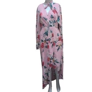 Guess Pink Floral Long Sleeve Maxi Dress